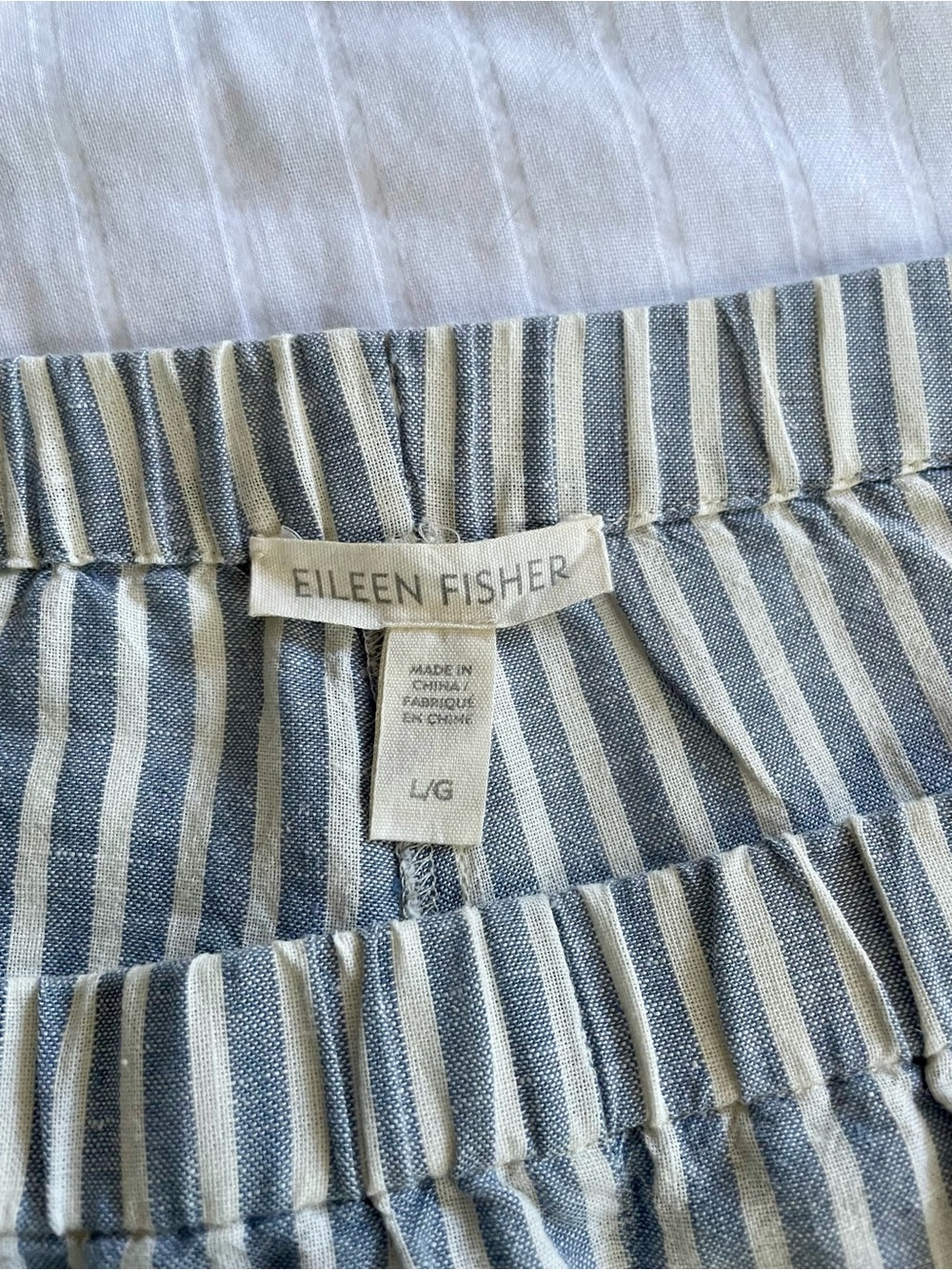 Eileen Fisher Striped Organic Cotton Hemp Pants - Picture 3 of 4